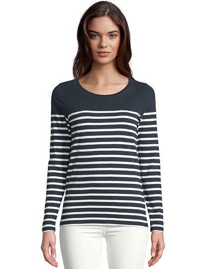 Women´s Long Sleeve Striped T-Shirt Matelot | SOL´S