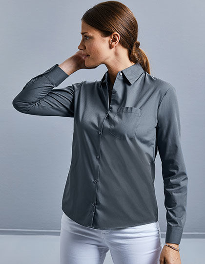 Ladies´ Long Sleeve Polycotton Poplin Shirt | Russell Collection