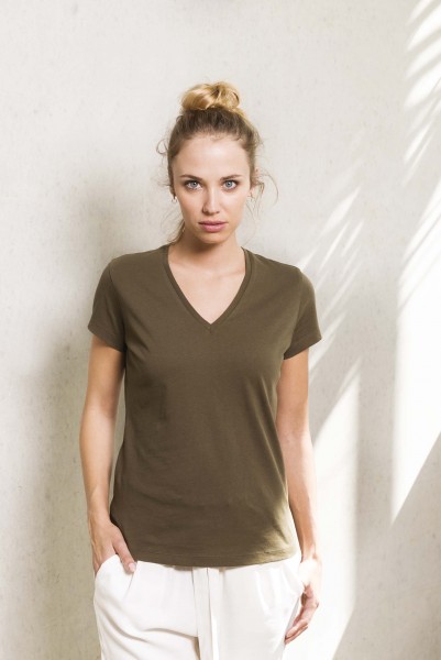 Damen T-Shirt mit V-Ausschnitt aus Bio-Baumwolle | Kariban