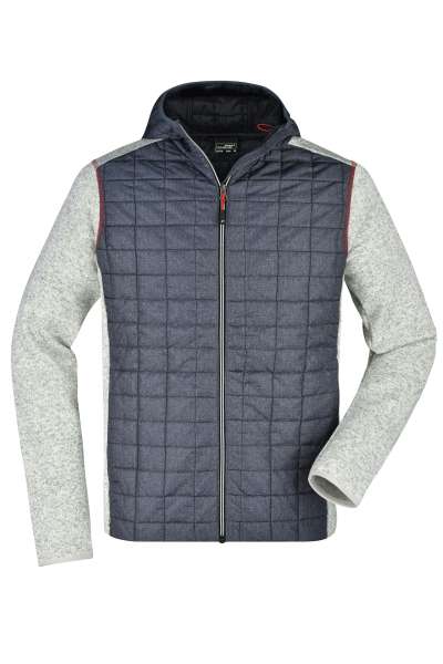 Men´s Knitted Hybrid Jacket Kapuzensweatjacke | James & Nicholson
