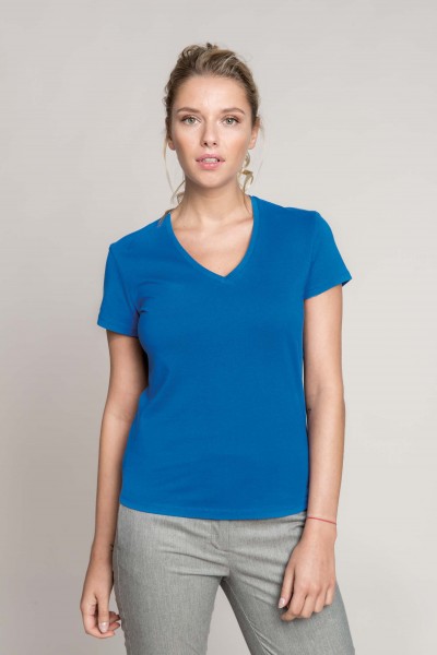Damen T-Shirt V-Ausschnitt Enzymwäsche | Kariban
