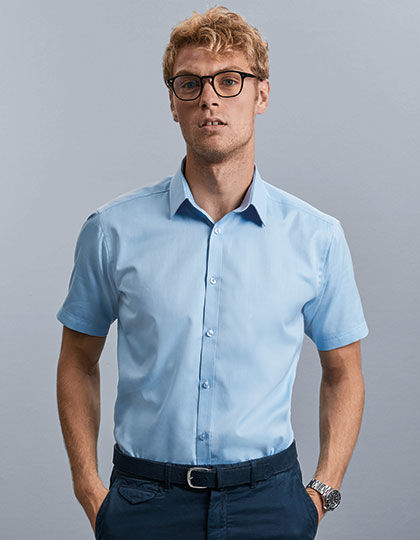 Men´s Short Sleeve Herringbone Shirt | Russell Collection