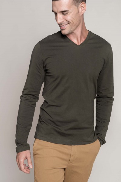 Men´s long sleeve V-Neck T-Shirt | Kariban
