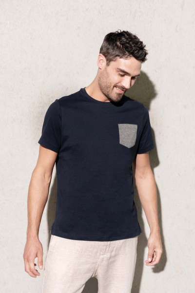 T-Shirt aus Bio-Baumwolle mit Brusttasche | Kariban