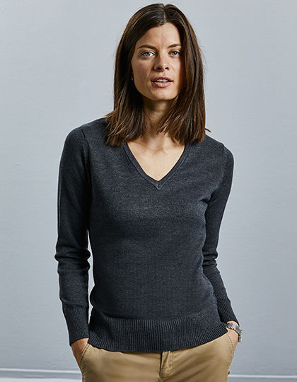 Ladies´ V-Neck Knitted Jumper | Russell Collection