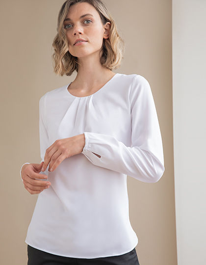 Ladies Pleat Front Long Sleeved Blouse | Henbury