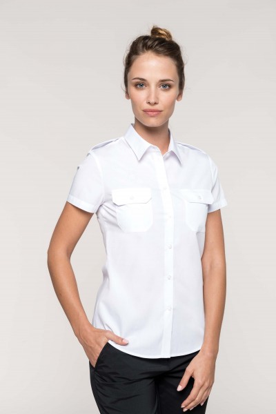 Kurzarm Pilotenhemd für Damen | Kariban