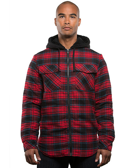 Men´s Flannel Jacket With Sherpa Hoodie Kapuzensweatjacke | Burnside
