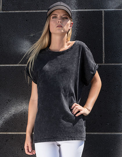 Ladies Acid Washed Extended Shoulder Tee | Build Your Brand