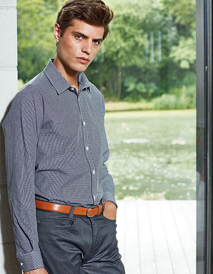 Mens Microcheck (Gingham) Long Sleeve Shirt | Premier Workwear