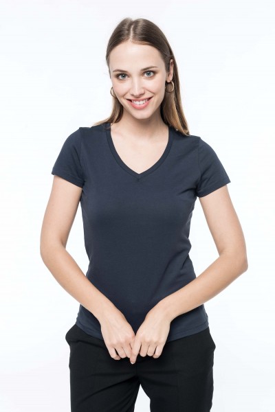 Damen T-Shirt Supima® mit V-Ausschnitt und kurzen Ärmeln | Kariban