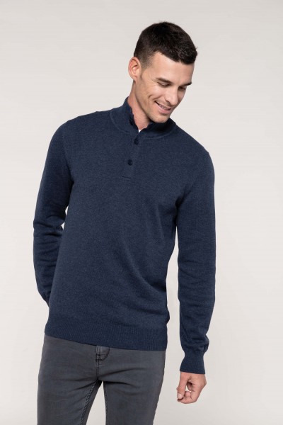 Premium Pullover mit geknöpftem Ausschnitt | Kariban