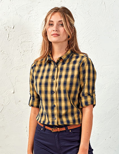 Ladies Mulligan Check Cotton Long Sleeve Shirt | Premier Workwear